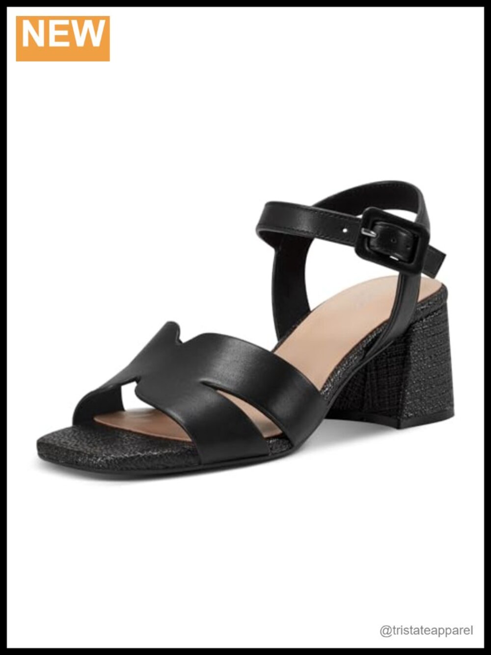 Rockport Georje Heeled Sandal Leather Block Heel Ankle Strap Comfort